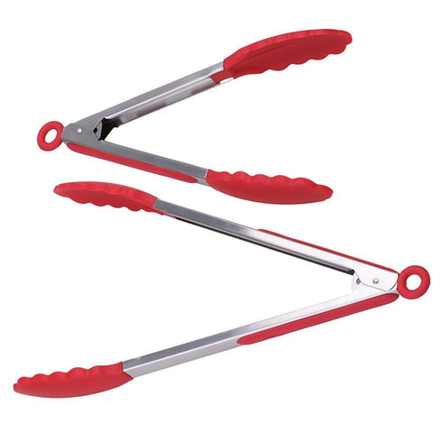 AussieSuperStore Homeware Supplies Stainless Steel Silicone Kitchen Tongs BBQ Clip Stainless Steel Silicone Kitchen Tongs BBQ Clip | Serving Tong Utensils CB2PCSBARBECUETONGS